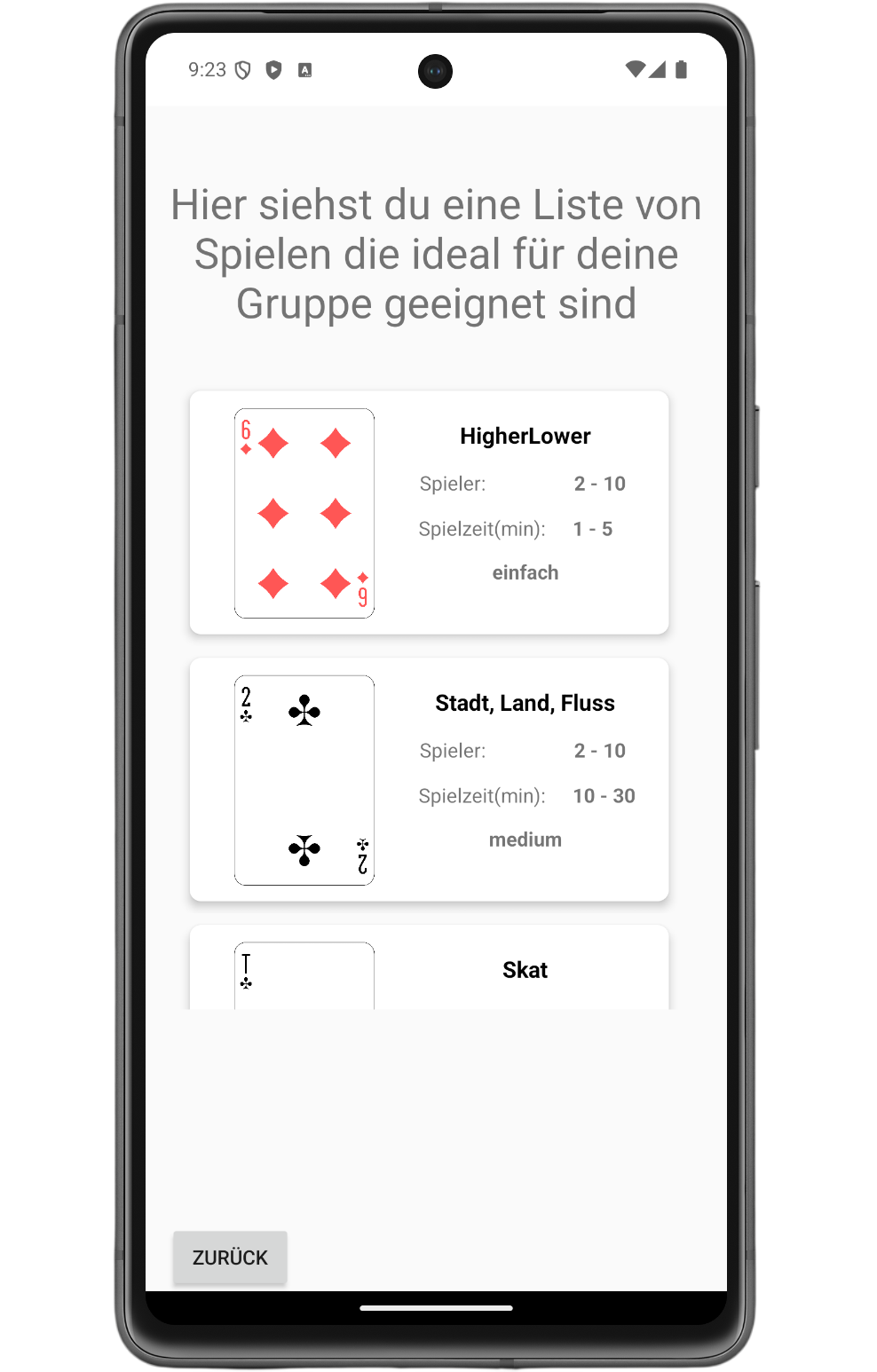 Party.Saver Ergebnisliste