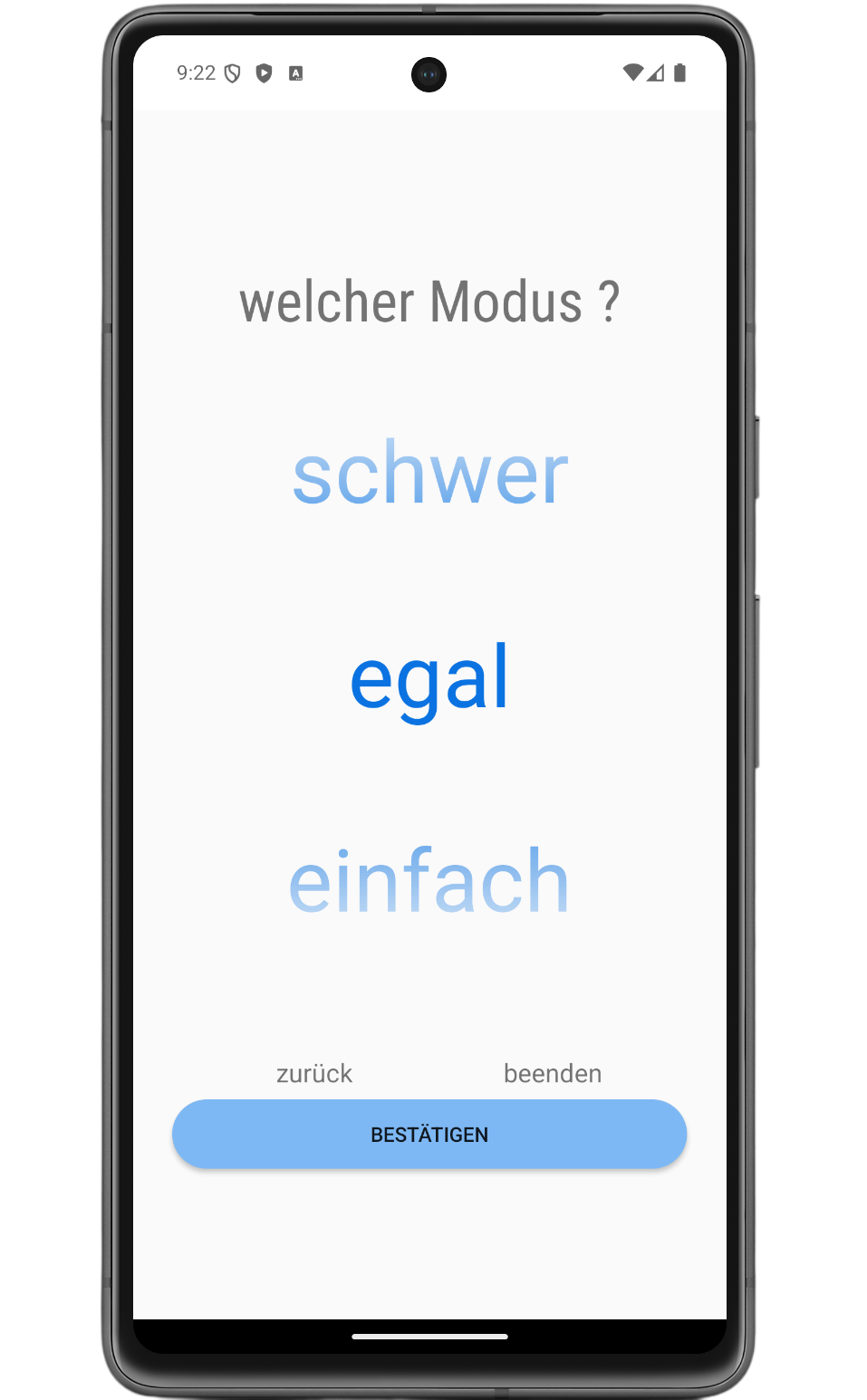 Party.Saver Auswahl der Schwierigkeit
